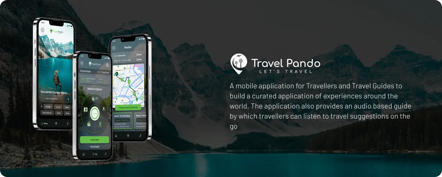 Software development Image showcasing work for client travel panda mobile app